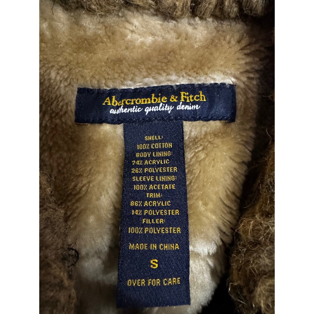 Abercrombie & Fitch Womens Denim Jacket Faux Fur Sherpa Lined Blue Small - Picture 4 of 12